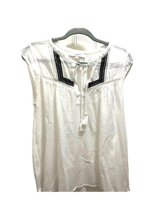 LOFT Tops - Loft Maternity White Tassel Embroidered Top